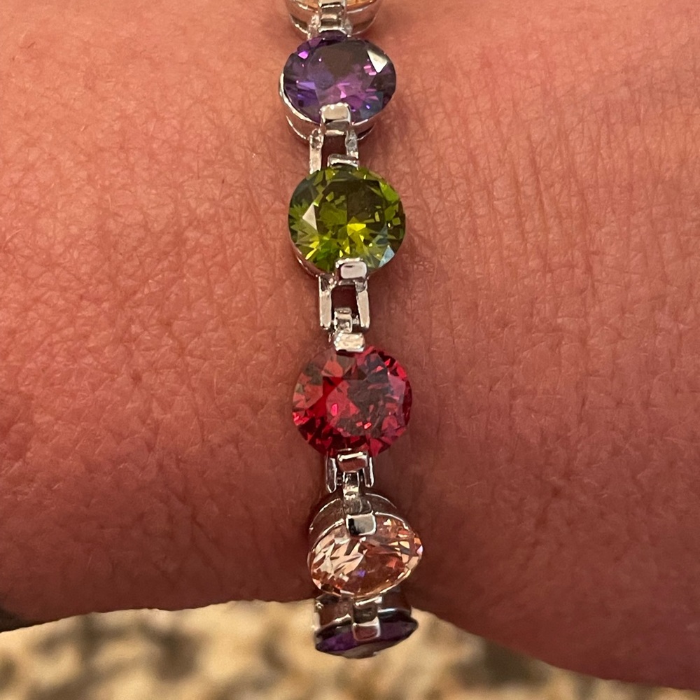 Sterling Silver And Multicolored Lab Created Gems… - image 3
